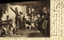 VINTAGE POSTCARD Wire Mullet of Isle singing the Marseillaise