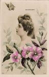 VINTAGE POSTCARD Fantasy Woman Beauregard Butterfly