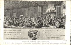 VINTAGE POSTCARD Manners and habits of old Paris the cabaret of Jean Ramponaux 1758