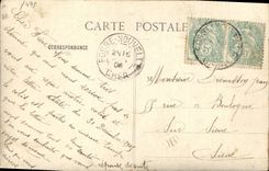 Comedia del francés del martillo del echador de la POSTAL de la VENDIMIA