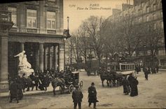 CPA Paris Place du Theatre Francais Omnibus Imperiale Cocher