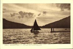VINTAGE POSTCARD Gerardmer the Lake In the Twilight Boat