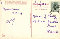 La POSTAL Barcelona de la VENDIMIA fija Cortes Gran vía el tranvía