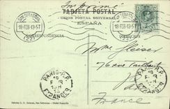 VINTAGE POSTCARD San Sebastian Bateria of mow Damas