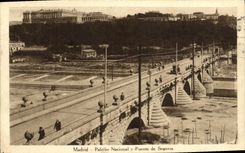 VINTAGE POSTCARD Madrid Palacio Nacional there Puente de Segovia
