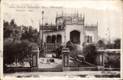 VINTAGE POSTCARD Sevilla Exposicion lbero Americana Pabellon Real