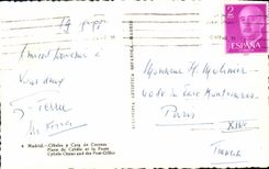 VINTAGE POSTCARD Madrid Places of Cybele and the Post office