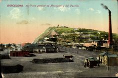 VINTAGE POSTCARD Barcelona Vista general of Montjuich there del Castillo