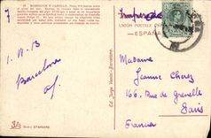 VINTAGE POSTCARD Barcelona Vista general of Montjuich there del Castillo