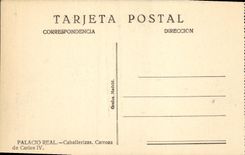 VINTAGE POSTCARD Palacio Real Caballerizas Carroza de Carlos IV