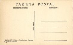 VINTAGE POSTCARD Palacio Real Caballerizas Carroza of official reception of Isabel L