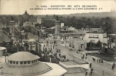 CPA Paris Exposition des Arts Decoratifs 1925 Vue generale sur l'esplanade des Invalides vers le pont Alexandre III