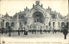 VINTAGE POSTCARD Paris World Fair of 1900 House of electricity tower water