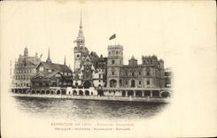 VINTAGE POSTCARD Fair Of 1900 Paris Foreign flags Belgium Norway Germany Spain