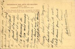 POSTAL Expostition de la VENDIMIA de los artes decorativos París 1925 el puente Alejandro III adornado por Dufrene