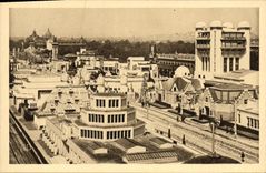 VINTAGE POSTCARD Paris Expostition of decorative arts seen panoramic towards the bridge Alexandre III