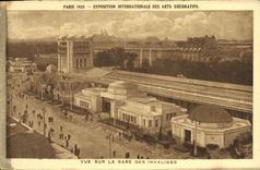 CPA Paris Expostition Internationale des arts decoratifs Vue Sur la gare des invalides