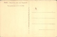 Feria de París de la POSTAL de la VENDIMIA de panorámico vista artes decorativos hacia los invalids