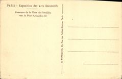 Feria de París de la POSTAL de la VENDIMIA del panorama decorativo de los artes del lugar de los invalids hacia el puente Alejandro III
