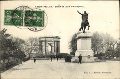 VINTAGE POSTCARD Montpellier Rules Of Louis XIV peyrou
