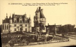CPA Chenonceau Le Chateau L'Aile thomas Bohier La tour des Marques et le pont levis 