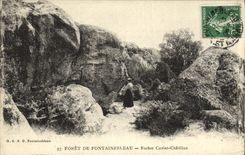 VINTAGE POSTCARD Drill of Fontainebleau Rocks vat chatillon