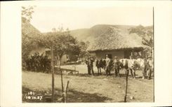 CARTE PHOTO 1927 Explorateurs sous les tropiques Chevaux 