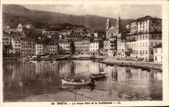 VINTAGE POSTCARD Bastia the old port and the cathedral