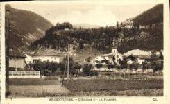 POSTAL Argentieres de la VENDIMIA la iglesia y el planeta