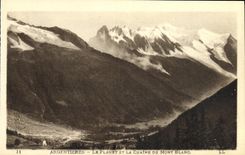Planeta de Argentieres de la POSTAL de la VENDIMIA y la cadena de Mont Blanc