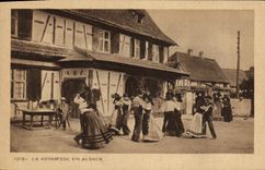 VINTAGE POSTCARD the Village fair In Alsace Folklore
