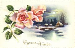 CPA Bonne Annee Fleurs