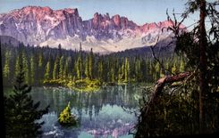 POSTAL de la VENDIMIA ÉL Lago di Carezza Collar Latemar