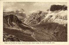CPA Passo del Pordoi col Sasso Beccie Sasso Kungo e Sella 