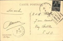 POSTAL Vittel de la VENDIMIA una esquina del cierre del parque de la charca