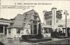 CPA Exposition Internationale des Arts Decoratifs Paris 1925 Pavillon de Mulhouse et tour de Bourgogne 