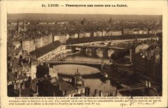 VINTAGE POSTCARD Lyon View of the Bridges on the Saone