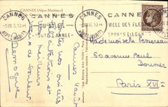 VINTAGE POSTCARD Cannes the beach the small cross and the Mount Knight