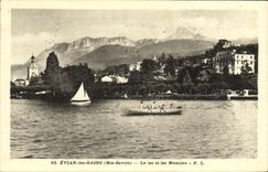 VINTAGE POSTCARD Evian les Bains the Lake and Memises