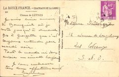 VINTAGE POSTCARD Soft France Loire ch4ateau Castle De Luynes