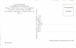 Virgen de Auvergne Clermont-Ferrand de la POSTAL de la VENDIMIA milagrosa de Notre Dame del puerto