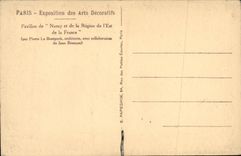 CPA Paris Exposition Des Arts Decoratifs Pavillon De Nancy et de la region de l'Estd e la France 