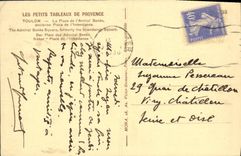 VINTAGE POSTCARD Small Tables Of Provence Toulon the place (nice shot) Marchadn of newspapers