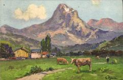 VINTAGE POSTCARD Thonon Les Bains the Tooth of Ocher Cows