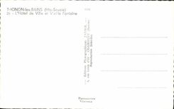 VINTAGE POSTCARD Thonon Les Bains the Town hall and vei' the fountain