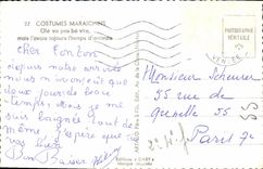 CPM Costumes Maraichins Ole Va Pas Be Vite Mais L'Avaie Tojours Folklore 