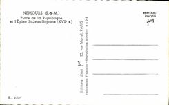 MODERN CARD Nemours Places Republic and the Church St Jean Baptiste