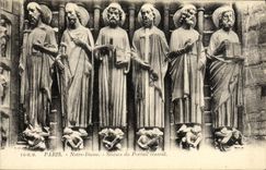 CPA Paris Notre Dame Statues Du Portail Central