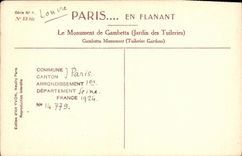 VINTAGE POSTCARD Paris While Strolling the Monument De Gambetta