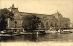 Estación de tren de París de la POSTAL de la VENDIMIA D Oreans Quay de Orsay